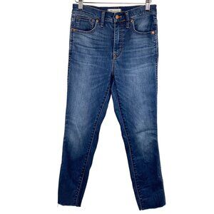 Madewell 10" High-Rise Skinny Jeans Women's Size 27‎ Blue Denim Raw Hem